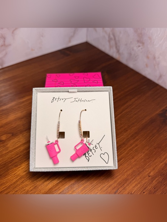 Betsey Johnson Jewelry - NWT Betsey Johnson Pink Stanley Cup Drop Earrings